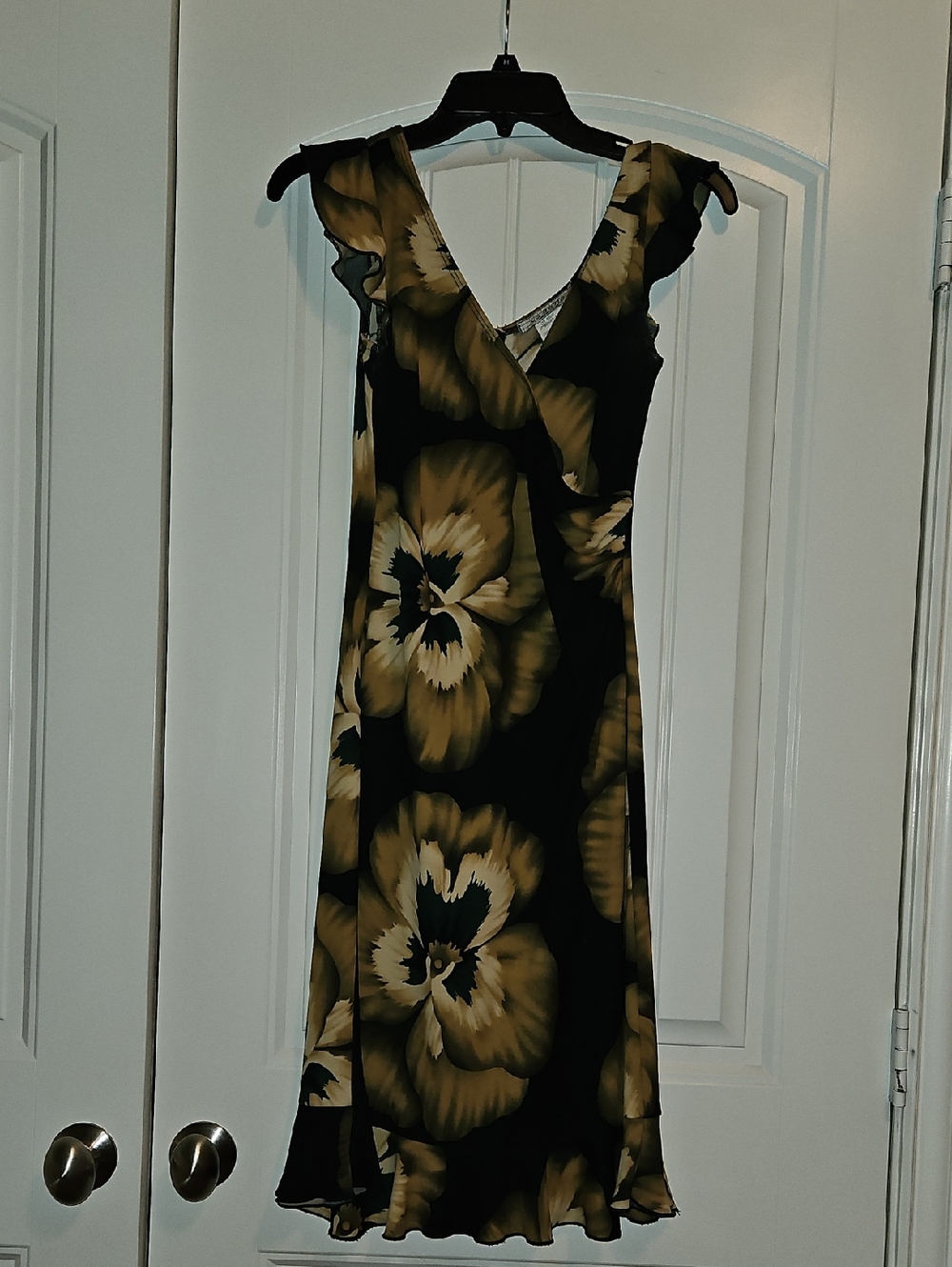 La Belle Black and Mustard Floral Midi Dress